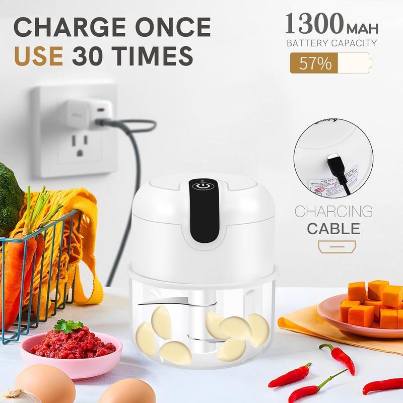 EASY SPEED EASYSPEED Electric Garlic Chopper 1Cup, Mini USB Charging Wireless Food Processor with 304 Stainless Steel, 2 Sharp Blades, Portable Kitchen Meat Grinder for Onion, Garlic, Ginger, Chili - Image 3